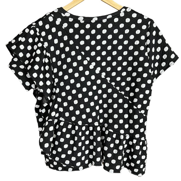 Anthropologie Eva Franco Polka Dot Black/White Quilted Asymmetrical Top Retro L - Picture 3 of 7